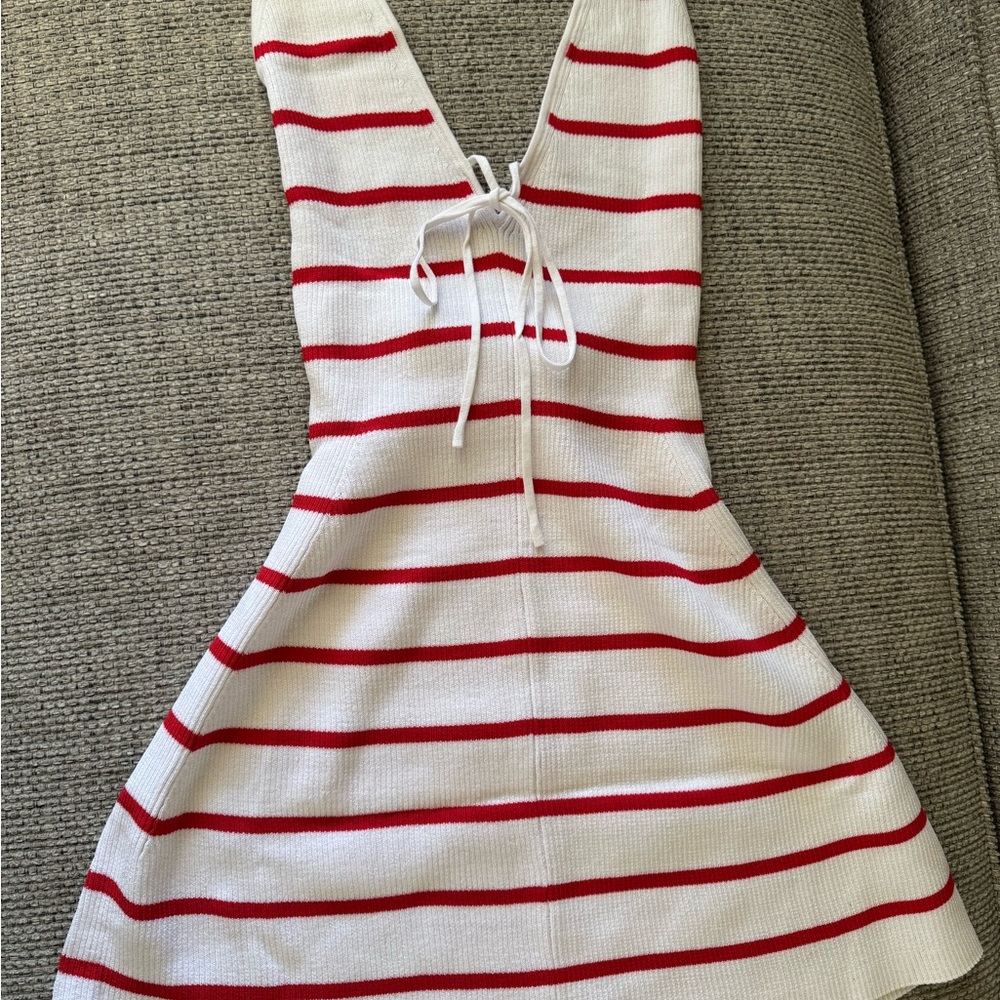 wild fable White and Red Striped Knit Halter Dress